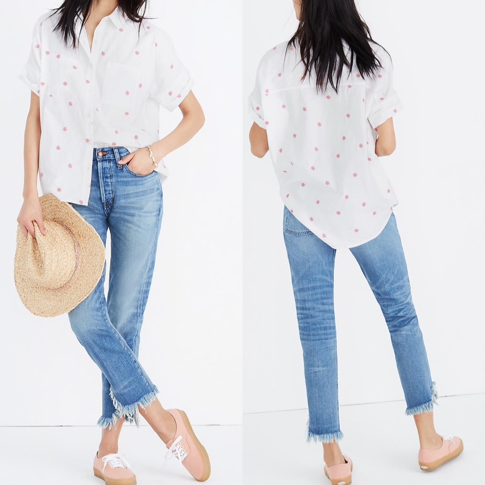 Madewell Embroidered Daisy Floral Courier Shirt